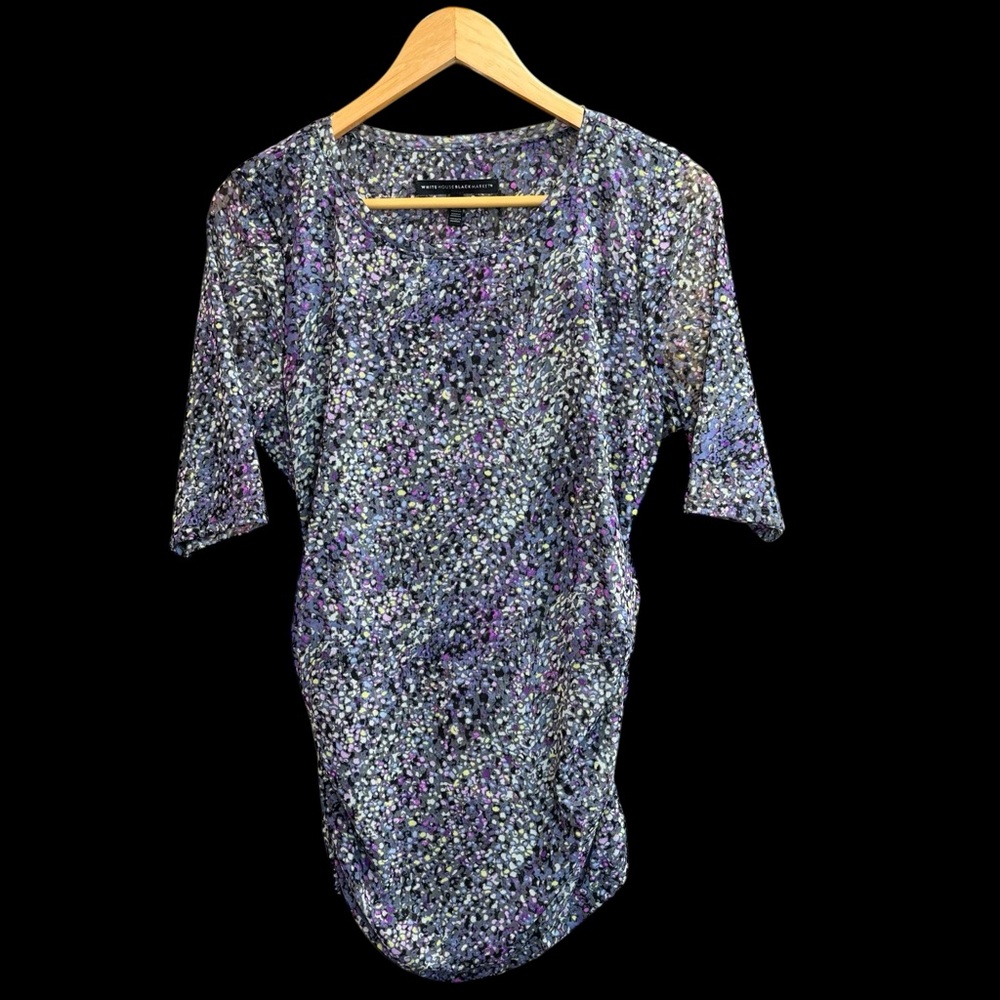 White House Black Market Colorful Polka Dot Maternity Sheer Sleeves Top M #220